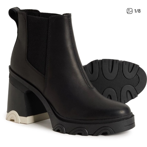 Sorel Shoes - Sorel Brex Chelsea Heeled Waterproof Pull On Boots Black/White